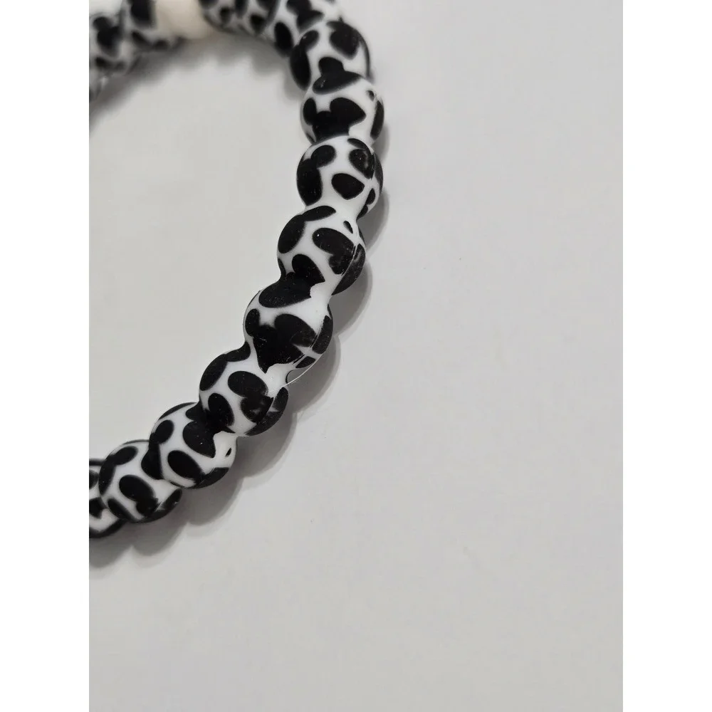 Lokai Unisex Mickey Mouse Ears Silicone Balance Bracelet Black White - Medium